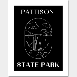Pattison State Park Waterfall Landscape in the Forest Posters and Art